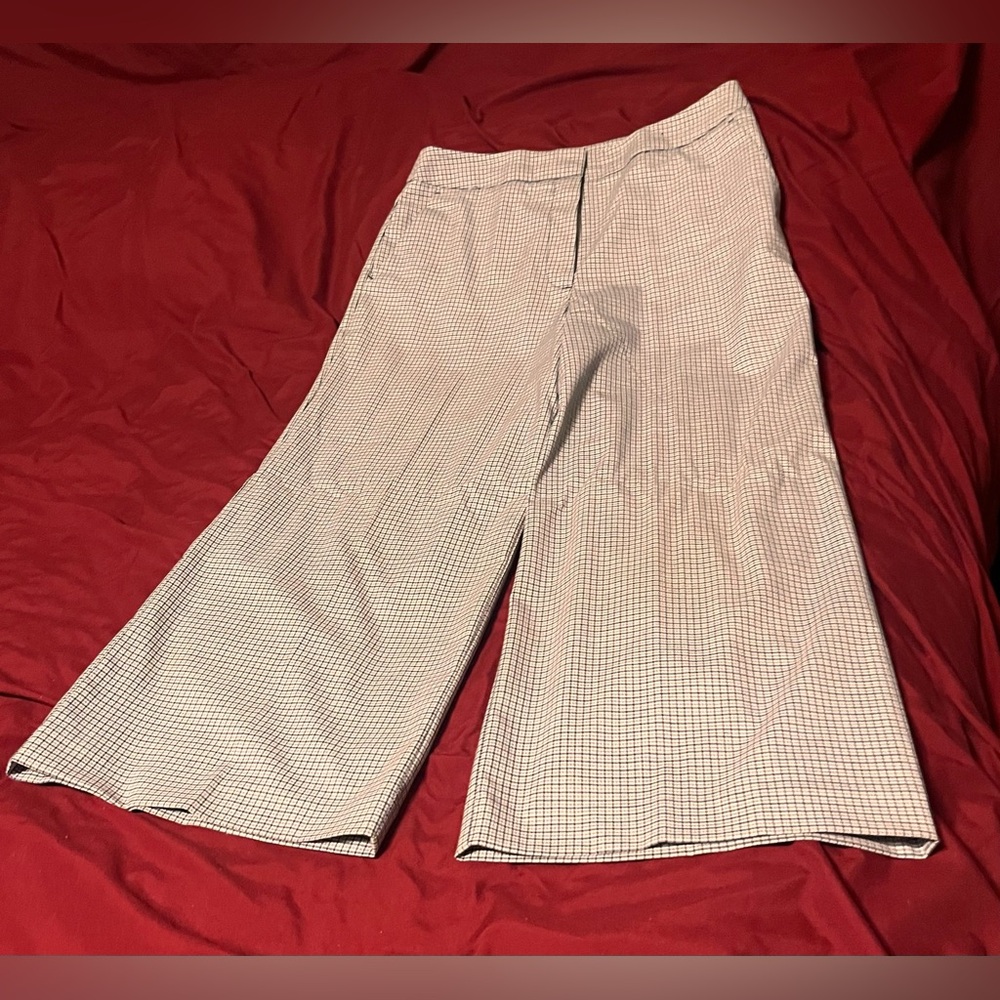 Worthington Black, White & Navy Small Plaid Ankle Length Pants
